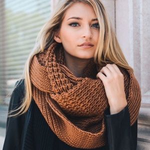 Camel Brown Extra Large Chunky Knit Infinity Scarf